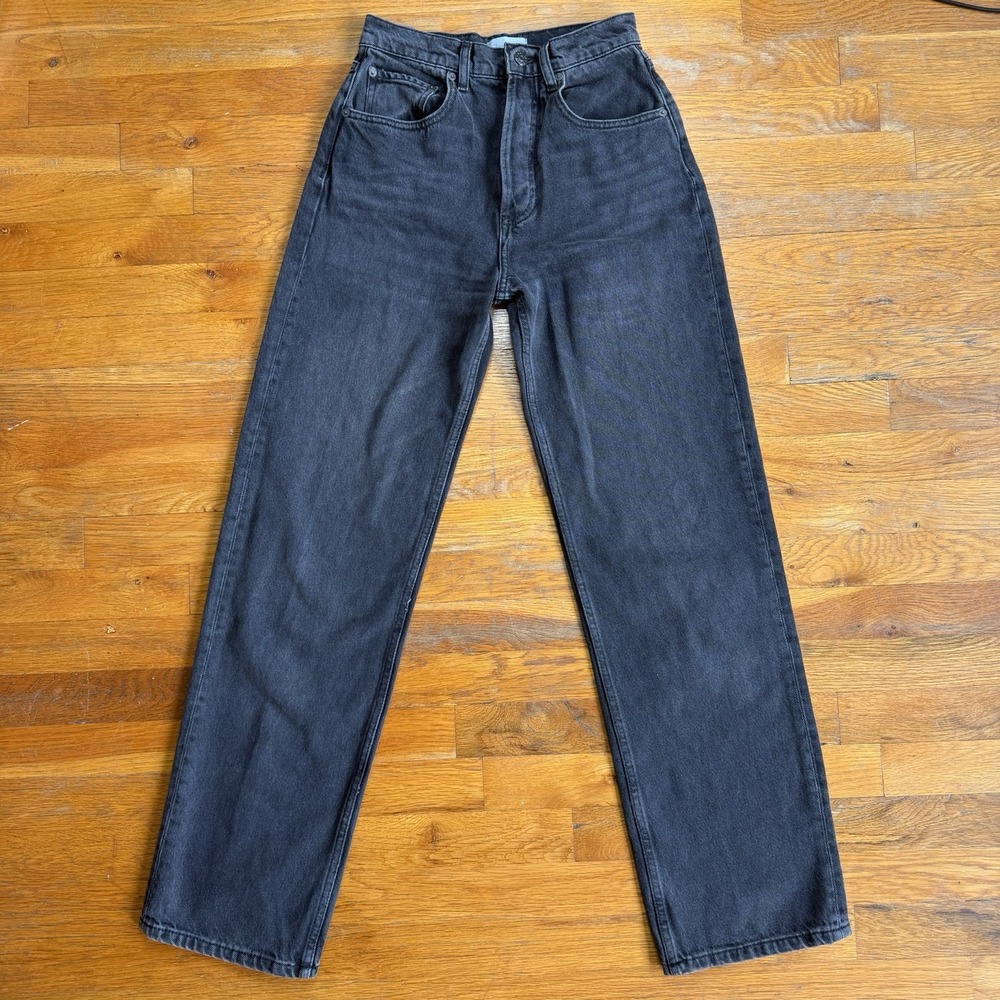Boyish Ziggy High Rise Relaxed Jeans Space Odyssey Gray Black Size 24 Button Fly